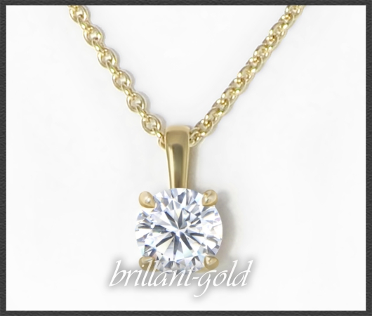 Brillant Anhänger & Kette 585 Gold 1,03ct, Si2
